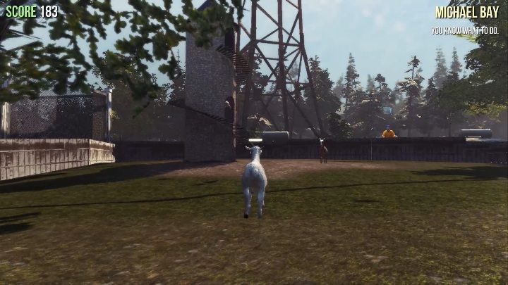 Gdy tylko trafisz do świata gry znajdziesz kamienne schody, w których czeka na ciebie inna koza - Posągi kóz w Goat Simulator - Goat Simulator - poradnik do gry