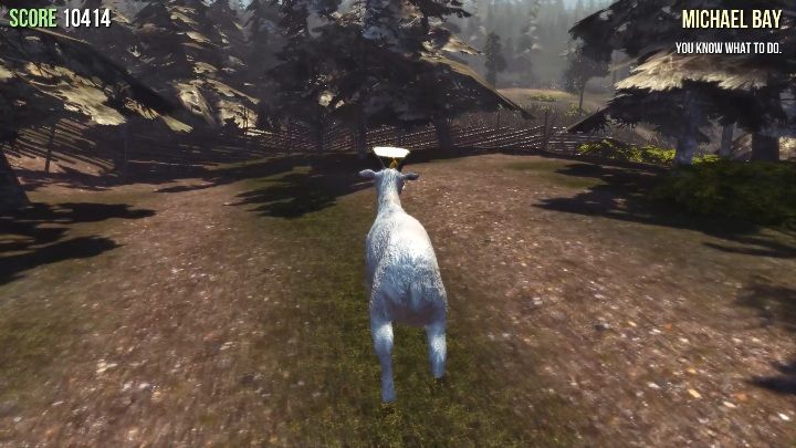 Na polu uprawnym znajduje się kombajn, a zaraz za nim posąg - Posągi kóz w Goat Simulator - Goat Simulator - poradnik do gry
