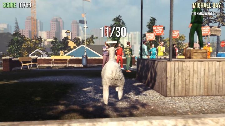 Ten posąg znajdziesz zaraz za sceną, koło której protestują mieszkańcy miasta - Posągi kóz w Goat Simulator - Goat Simulator - poradnik do gry