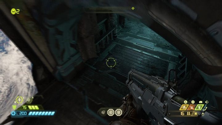 Jeśli udasz się poza Fortecę, na osobny, latający obiekt będziesz mógł dostrzec mała jaskinię na jednym z boków - Doom Eternal: Forteca Zagłady | Mapa sekretów, znajdźki - Doom Eternal - poradnik do gry