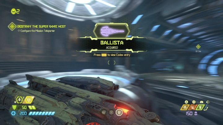 Działanie - wystrzeliwuje promień podgrzanej energii przecinający wrogów, dodatkowo niszczy tarcze przeciwników - Doom Eternal: Bronie - Doom Eternal - poradnik do gry