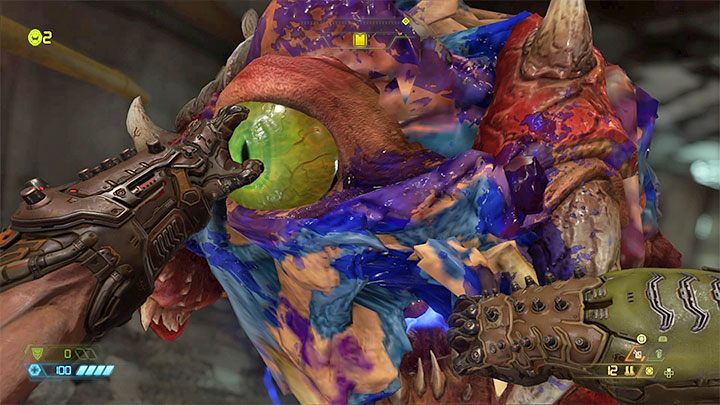 Niedługo po tym jak kakodemon połknie granat zacznie migać - to sygnał, że jest osłabiony i że można wykonać na nim Zabójstwo chwały (Glory Kill) - Doom Eternal: Kakodemony - jak łatwo je zabijać? - Doom Eternal - poradnik do gry