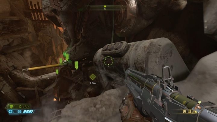 Pokonaj wrogów i kieruj się do drążka, z pomocą którego przeskoczysz na drugą stronę - Doom Eternal: Piekło na ziemi (Hell on Earth) solucja, opis przejścia - Doom Eternal - poradnik do gry