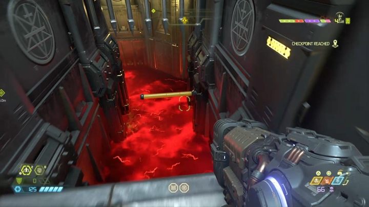 Na górze rozpraw się z wrogami i przejdź do pokoju, do którego prowadzi cię znacznik - Doom Eternal: Baza Kultystów (Cultist Base) solucja, opis przejścia - Doom Eternal - poradnik do gry