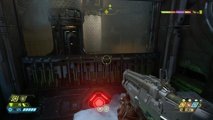 Strzel w zielony przycisk i przejdź dalej, nim wrota się zatrzasną - Doom Eternal: Baza Kultystów (Cultist Base) solucja, opis przejścia - Doom Eternal - poradnik do gry
