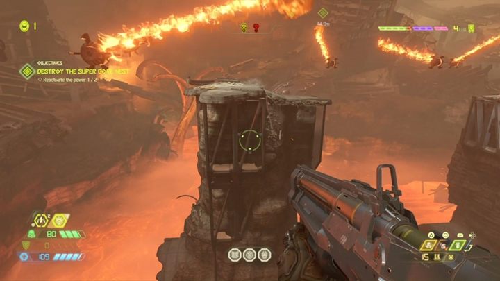 W tym sektorze czeka na ciebie sporo demonów i totem do zniszczenia - Doom Eternal: Supergniazdo Juchy (Super Gore Nest) solucja, opis przejścia - Doom Eternal - poradnik do gry