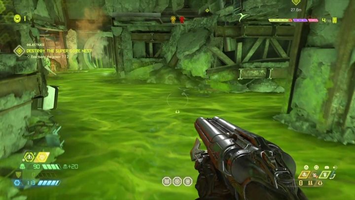 W końcu dotrzesz do wnęki w ścianie, zniszcz ją, przejdź dalej i zabijaj demony - Doom Eternal: Supergniazdo Juchy (Super Gore Nest) solucja, opis przejścia - Doom Eternal - poradnik do gry