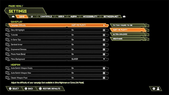 Z naszej strony rekomendujemy granie na normalnym poziomie trudności, który według was jest najlepszym wyborem na potrzeby ukończenia kampanii po raz pierwszy - Doom Eternal: Śmierć - jak rzadziej ginąć? - Doom Eternal - poradnik do gry