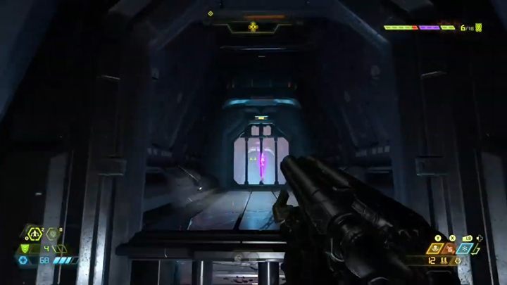 Niedaleko bramy Slayera odnajdziesz przepaść (zaraz pod krzyżem na którym przybity jest demon) a blisko niej - ścianę do złapania się - Doom Eternal: Baza Kultystów | Bramy Slayera solucja, opis przejścia - Doom Eternal - poradnik do gry