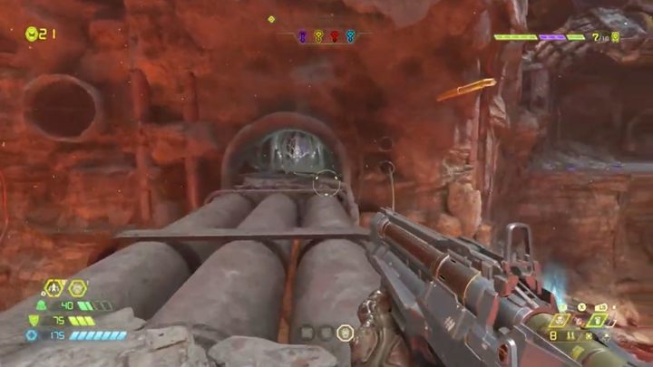 Mając klucz zeskocz na dół i przejdź rurami do kolejnej bramy Slayera - Doom Eternal: Supergniazdo Juchy | Bramy Slayera solucja, opis przejścia - Doom Eternal - poradnik do gry