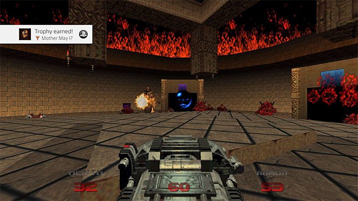 Finałowy boss - Matka Wszystkich Demonów - pojawi się na środku areny dopiero po zabiciu całej obstawy - Doom Eternal: Doom 64 - lista trofeów - Doom Eternal - poradnik do gry