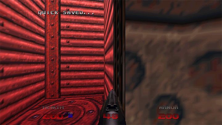 Po wysadzeniu beczki numer 10 szybko otwórz drzwi na prawo od niej i dobiegnij do czerwonego teleportu - Doom Eternal: Doom 64 - lista trofeów - Doom Eternal - poradnik do gry