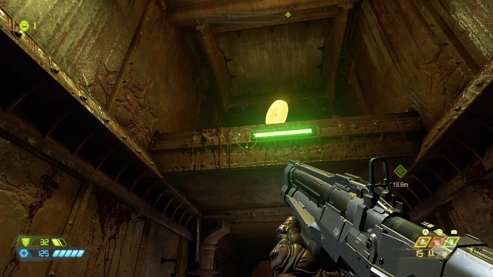 Aby dostać się do figurki musisz zniszczyć popękaną ścianę i przedostać się przed tunel, na kolejne piętro - Doom Eternal: Piekło na ziemi | Mapa sekretów, znajdźki - Doom Eternal - poradnik do gry