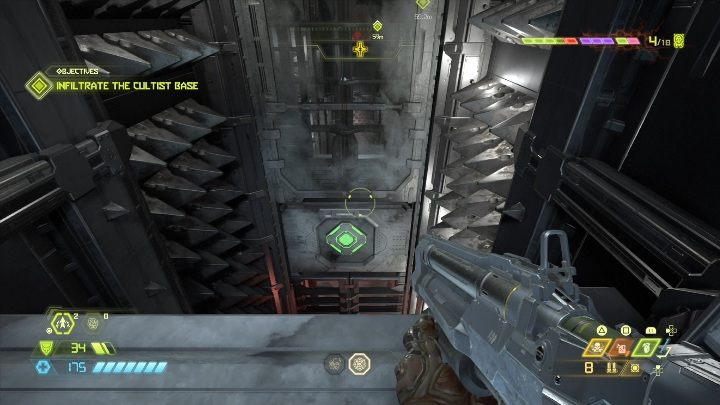 Aby dostać się do dodatkowego życia musisz otworzyć drzwi specjalnym mechanizmem - Doom Eternal: Baza kultystów | Mapa sekretów, znajdźki - Doom Eternal - poradnik do gry