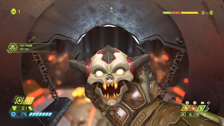 Figurkę znajdziesz w rurze, przywieszonej pod sufitem - Doom Eternal: Baza Łowców Zagłady | Mapa sekretów, znajdźki - Doom Eternal - poradnik do gry