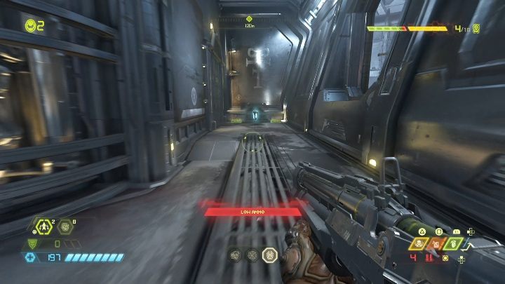 Na górnej części obiektu znajduje się mały korytarz - Doom Eternal: Baza Łowców Zagłady | Mapa sekretów, znajdźki - Doom Eternal - poradnik do gry