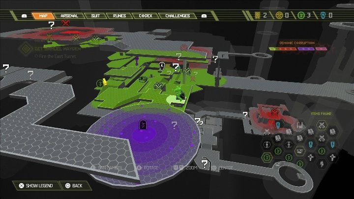 Gdy tylko wejdziesz po schodach zobaczysz mapę - Doom Eternal: Kompleks Arc | Mapa sekretów, znajdźki - Doom Eternal - poradnik do gry