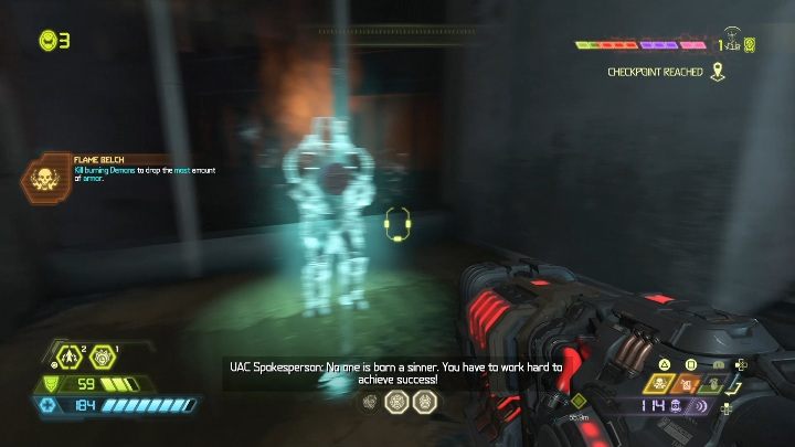 Aby dostać się do ulepszenia musisz przejść przez szyb windy - Doom Eternal: Kompleks Arc | Mapa sekretów, znajdźki - Doom Eternal - poradnik do gry