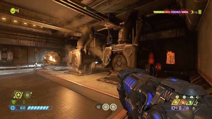 Wpis do kodeksu znajdziesz pomiędzy pompami ciepłowniczymi, na samym końcu korytarza - Doom Eternal: Kompleks Arc | Mapa sekretów, znajdźki - Doom Eternal - poradnik do gry