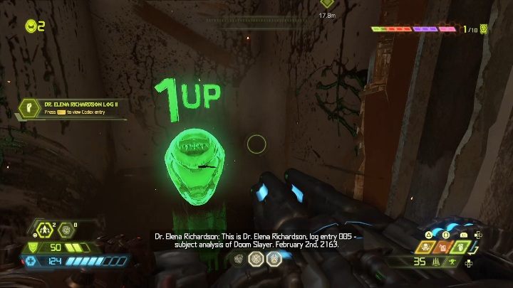 Pierwsze dodatkowe życie znajdziesz w małym składziku, za zamkniętymi drzwiami - Doom Eternal: Kompleks Arc | Mapa sekretów, znajdźki - Doom Eternal - poradnik do gry