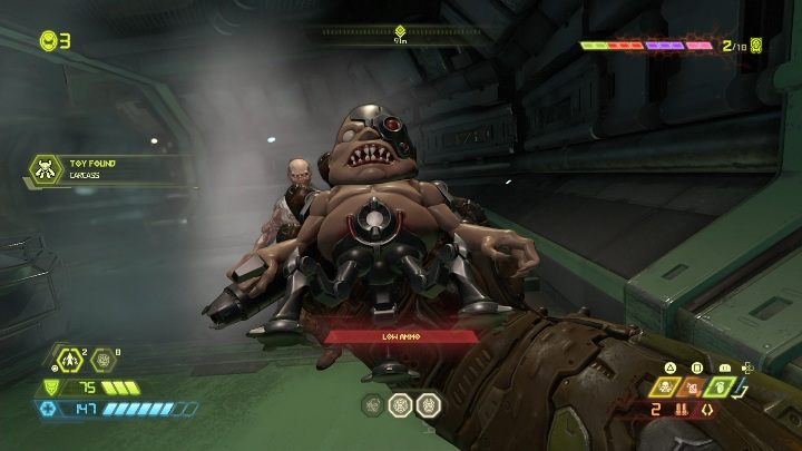 Aby zdobyć tę figurkę musisz dostać się na wyższe piętro, a potem zajrzeć za metalową kolumnę - Doom Eternal: Jądro Marsa | Mapa sekretów, znajdźki - Doom Eternal - poradnik do gry