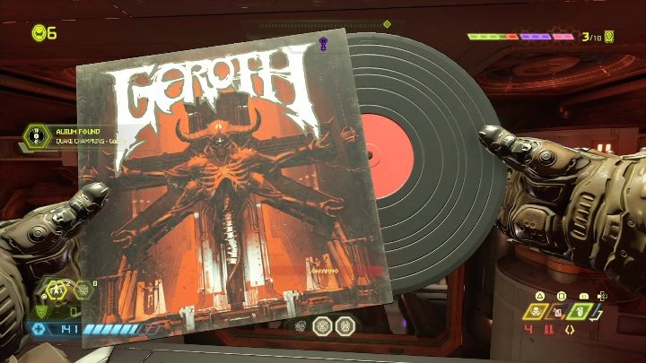 Aby dostać album musisz wejść do szybu wentylacyjnego, po czym wyskoczyć z niego i w locie rozbić ścianę - Doom Eternal: Jądro Marsa | Mapa sekretów, znajdźki - Doom Eternal - poradnik do gry