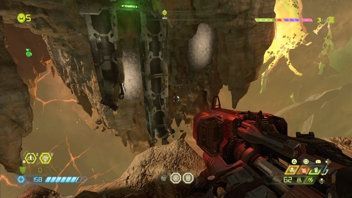 Po pokonaniu lewitujących skał dotrzesz na stabilną platformę - Doom Eternal: Jądro Marsa | Mapa sekretów, znajdźki - Doom Eternal - poradnik do gry