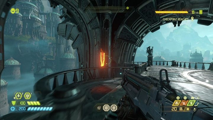 Po przejściu kolejnego prostego korytarza i ogromnych schodów dotrzesz na otwarty teren świątyni - Doom Eternal: Strażnik Jeden | Mapa sekretów, znajdźki - Doom Eternal - poradnik do gry