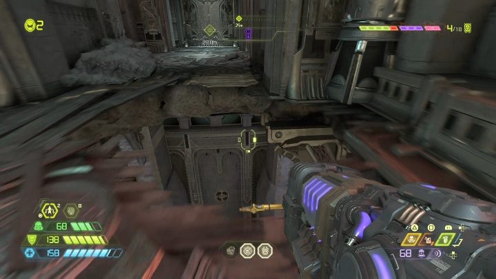 Aby zdobyć kolejne życie musisz wskoczyć w przepaść, złapać się rury i z jej pomocą przeskoczyć na małą półkę - Doom Eternal: Taras Nabad | Mapa sekretów, znajdźki - Doom Eternal - poradnik do gry