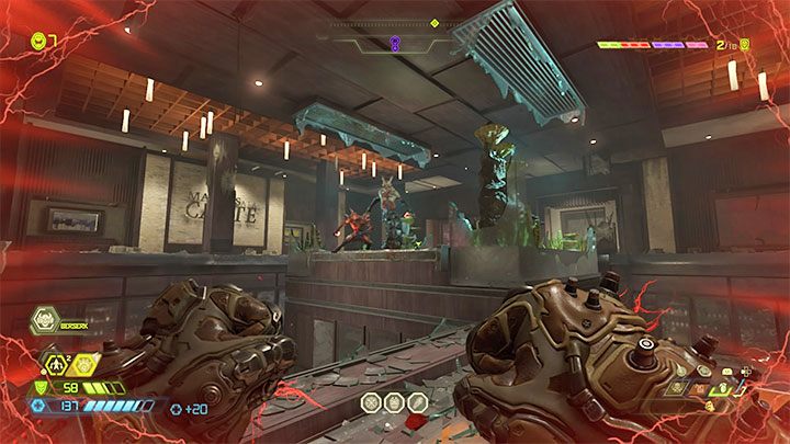 Po zebraniu power-upa obrzeża ekranu zmienią swoją kolorystykę żeby zasugerować jego działanie - Doom Eternal: Power-upy - Doom Eternal - poradnik do gry