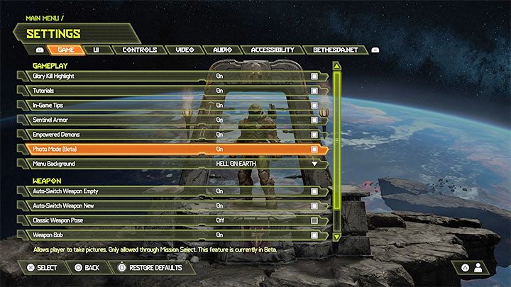 Tryb fotograficzny jest domyślnie wyłączony - Doom Eternal: Tryb fotograficzny - jak uruchomić? - Doom Eternal - poradnik do gry