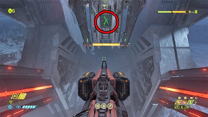 Niektóre bardziej złożone sekcje platofmowe mogą wymuszać żeby bohater w locie przebił się przez osłabioną ścianę - Doom Eternal: Oddalone półki - jak doskoczyć? - Doom Eternal - poradnik do gry