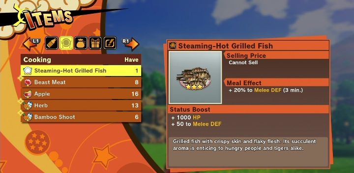 Jeśli aktualnie nie walczysz i możesz pozwolić sobie na chwilę wytchnienia możesz użyć przedmiotu z menu - Przedmioty w Dragon Ball Z Kakarot - Dragon Ball Z Kakarot - poradnik do gry