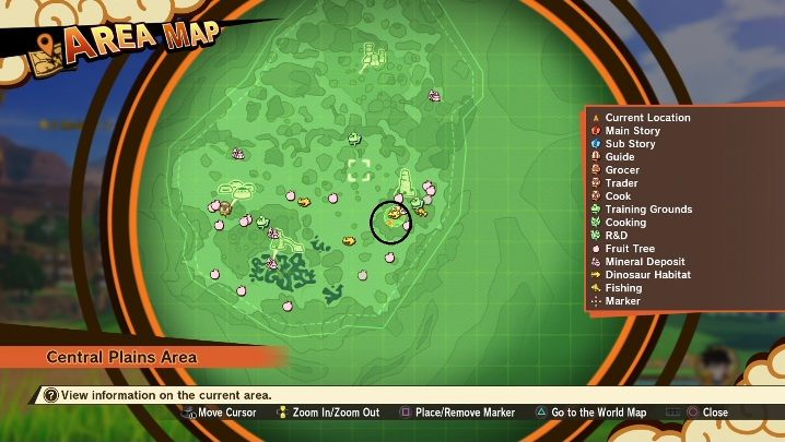 Na mapie możesz ocenić swoją aktualną pozycję - oznaczyliśmy ją na screenie powyżej - Mapa w Dragon Ball Z Kakarot - Dragon Ball Z Kakarot - poradnik do gry
