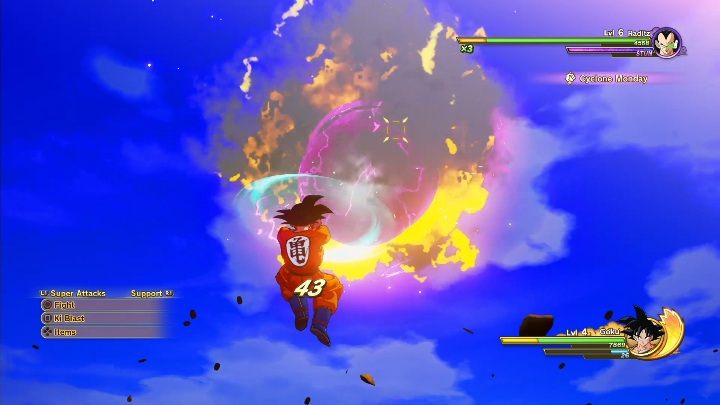 Na ekranie pojawi się wtedy niebieska tarcza, zaraz przed twoim bohaterem - System walki w Dragon Ball Z Kakarot - Dragon Ball Z Kakarot - poradnik do gry