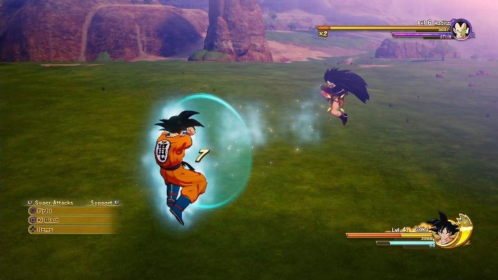 Zmiana koloru na czerwony pokazuje, że wytrzymałość twojej gardy zaraz się skończy - System walki w Dragon Ball Z Kakarot - Dragon Ball Z Kakarot - poradnik do gry