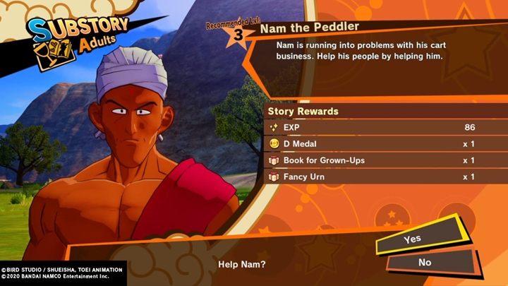 Ramy czasowe: Od Zatrzymaj saiyańską inwazję - Odcinek 2: Bijatyka z Raditzem do Odcinek2: Bijatyka z Raditzem - Handlarz Namas | Dragon Ball Z Kakarot - misja poboczna - Dragon Ball Z Kakarot - poradnik do gry