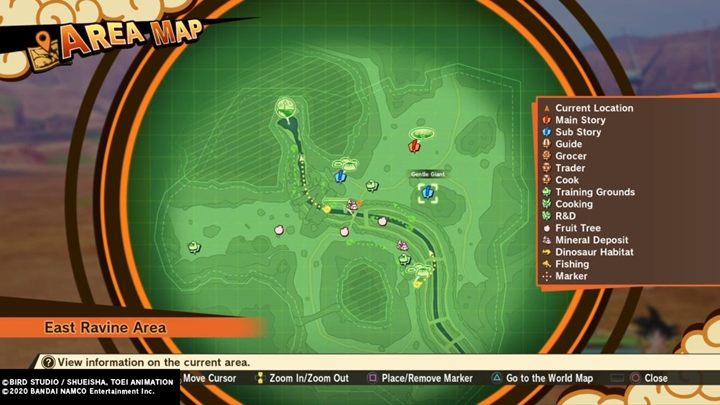 Gdzie rozpocząć: Rejon Wschodniego Wąwozu (East Ravine Area), jako Goku - Łagodny olbrzym | Dragon Ball Z Kakarot - misja poboczna - Dragon Ball Z Kakarot - poradnik do gry