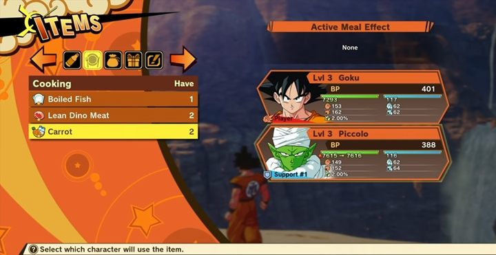 Nasi bohaterowie walczą z prawdziwą inwazją wrogów, więc nic dziwnego, że mają niewyczerpany apetyt - Rozwój postaci w Dragon Ball Z Kakarot - Dragon Ball Z Kakarot - poradnik do gry