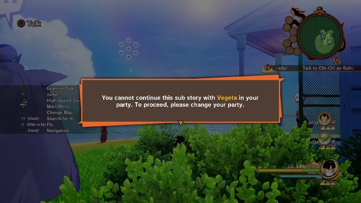 Zacznijmy od tego, że aby zacząć tę misję nie możesz mieć w drużynie Vegety - Tajemnica brakującego ogona | Dragon Ball Z Kakarot - misja poboczna - Dragon Ball Z Kakarot - poradnik do gry