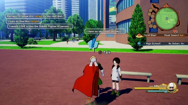 Ostatnią częścią opowieści jest rozegranie meczu na boisku szkolnym - Wielki kobieciarz | Dragon Ball Z Kakarot - misja poboczna - Dragon Ball Z Kakarot - poradnik do gry