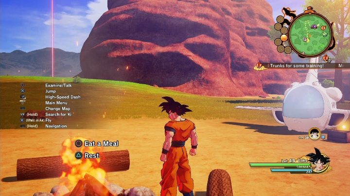 Odpoczynek przy ognisku regeneruje wskaźnik Ki i życie bohatera - Porady na start w DBZ Kakarot - Dragon Ball Z Kakarot - poradnik do gry