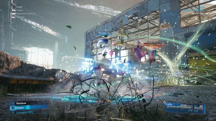 Po przejściu przez most napotkacie pierwszego poważniejszego przeciwnika (Lesser Drake) w towarzystwie dwóch Toxirat - Final Fantasy VII Remake Intermission: First Challenge - solucja, opis przejścia - Final Fantasy VII Remake - poradnik do gry