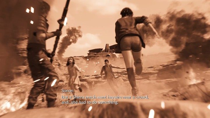 W trakcie jazdy pociągiem będziecie mieli okazję usłyszeć nieco faktów z życia Sonona, a także poznacie historię jego siostry, Melphie - Final Fantasy VII Remake Intermission: Shinra Building or Bust - solucja - Final Fantasy VII Remake - poradnik do gry