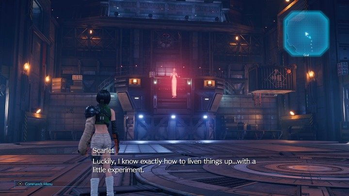 Idąc przez poziom B16 Advanced Weaponry: Inspection traficie na obszerną arenę, gdzie przywita Was hologram Scarlet - Final Fantasy VII Remake Intermission: Scarlets Trap - solucja, opis przejścia - Final Fantasy VII Remake - poradnik do gry