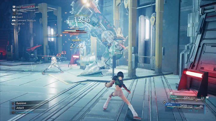 W pierwszej rundzie zmierzycie się z jednym Sweeperem i dwoma latającymi Slug-Ray - Final Fantasy VII Remake Intermission: Scarlets Trap - solucja, opis przejścia - Final Fantasy VII Remake - poradnik do gry