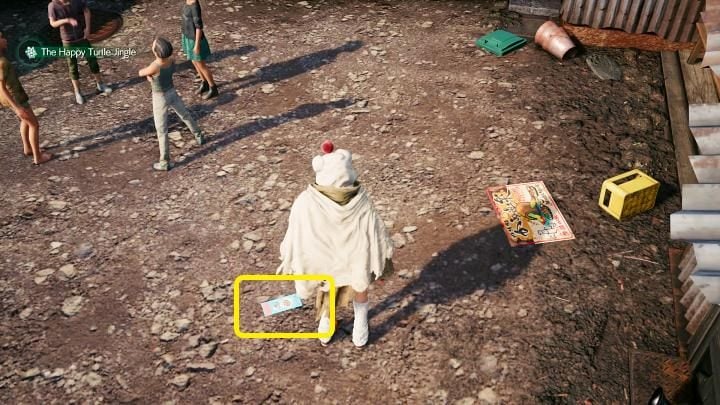 Ulotka odczepi się od balona i spadnie na ziemię, skąd będziecie mogli ją podnieść - Final Fantasy VII Remake Intermission: The Happy Envoy - solucja, opis przejścia - Final Fantasy VII Remake - poradnik do gry