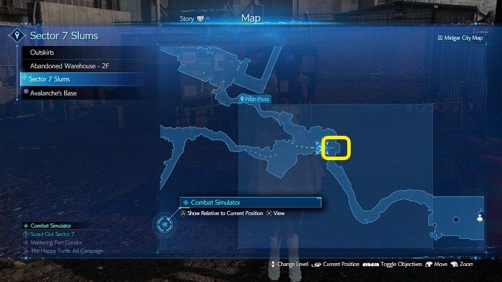 Na powyższym obrazku oznaczyliśmy miejsce, w którym znajdziecie piątą ulotkę (The Happy Turtle Newsletter 5) - Final Fantasy VII Remake Intermission: The Happy Envoy - solucja, opis przejścia - Final Fantasy VII Remake - poradnik do gry