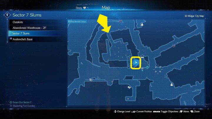 Na powyższym obrazku oznaczono miejsce, w którym znajdziecie Materię Warding - Final Fantasy VII Remake Intermission: Warding Materia - jak zdobyć? - Final Fantasy VII Remake - poradnik do gry