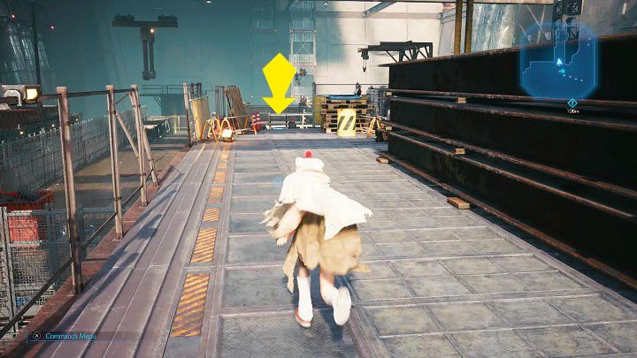 Po pokonaniu żołnierzy skręćcie w prawo i biegnijcie w stronę drabiny - zejście zostało oznaczone żółtą strzałką - Final Fantasy VII Remake Intermission: Prayer Materia - jak zdobyć? - Final Fantasy VII Remake - poradnik do gry